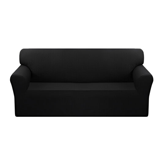 SOGA 3-Seater Black Sofa Cover Couch Protector High Stretch Lounge Slipcover Home Decor