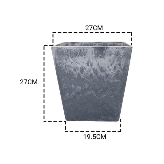 SOGA 2X 27cm Weathered Grey Square Resin Plant Flower Pot in Cement Pattern Planter Cachepot for Indoor Home Office