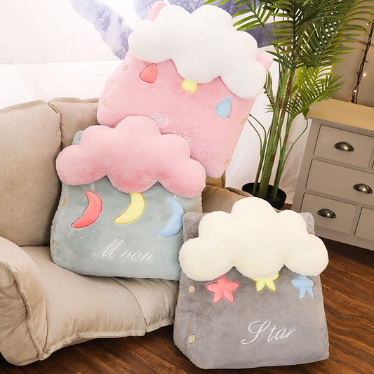 SOGA Green Cute Moon Cloud Cushion Soft Leaning Lumbar Wedge Pillow Bedside Plush Home Decor