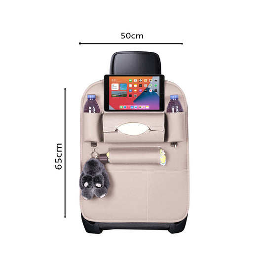 SOGA 2X PVC Leather Car Back Seat Storage Bag Multi-Pocket Organizer Backseat and iPad Mini Holder White