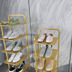 SOGA 2X 6 Tier Gold Plated Metal Shoe Organizer Space Saving Portable Footwear Storage Shelf