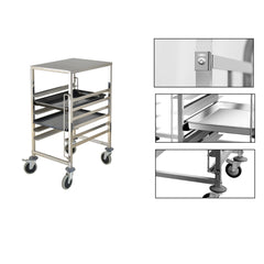 SOGA Gastronorm Trolley 7 Tier Stainless Steel Bakery Trolley Suits 60x40cm Tray with Working Surface