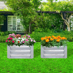 SOGA 90cm Square Galvanised Raised Garden Bed Vegetable Herb Flower Outdoor Planter Box
