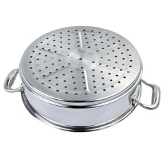 SOGA 2X 3 Tier 32cm Heavy Duty Stainless Steel Food Steamer Vegetable Pot Stackable Pan Insert with Glass Lid