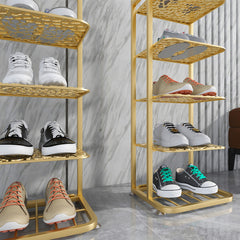 SOGA 2X 5 Tier Gold Plated Metal Shoe Organizer Space Saving Portable Footwear Storage Shelf