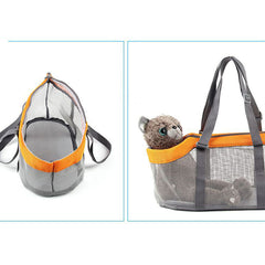 SOGA Orange Pet Carrier Bag Breathable Net Mesh Tote Pouch Dog Cat Travel Essentials