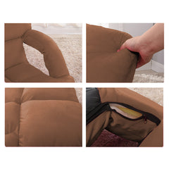 SOGA 2X Foldable Lounge Cushion Adjustable Floor Lazy Recliner Chair with Armrest Coffee