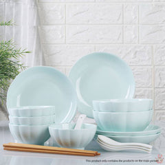 SOGA Light Blue Japanese Style Ceramic Dinnerware Crockery Soup Bowl Plate Server Kitchen Home Decor Set of 6