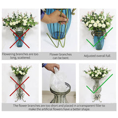 SOGA Clear Glass Flower Vase with 6 Bunch 4 Heads Artificial Fake Silk Magnolia denudata Home Decor Set