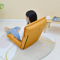 SOGA Yellow Lounge Recliner Lazy Sofa Bed Tatami Cushion Collapsible Backrest Seat Home Office Decor