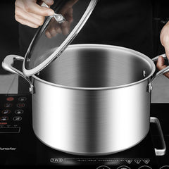 SOGA 22cm Stainless Steel Soup Pot Stock Cooking Stockpot Heavy Duty Thick Bottom with Glass Lid