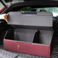 SOGA Leather Car Boot Collapsible Foldable Trunk Cargo Organizer Portable Storage Box Red Medium