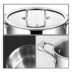 SOGA 22cm Stainless Steel Soup Pot Stock Cooking Stockpot Heavy Duty Thick Bottom with Glass Lid