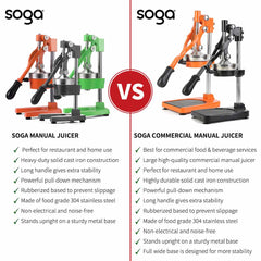 SOGA 2X Commercial Stainless Steel Manual Juicer Hand Press Juice Extractor Squeezer Orange