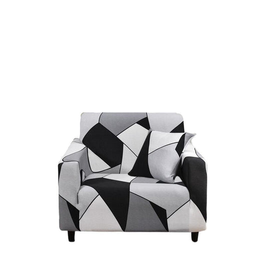 Anyhouz 1 Seater Sofa Cover Black White Geometric Style and Protection For Living Room Sofa Chair Elastic Stretchable Slipcover