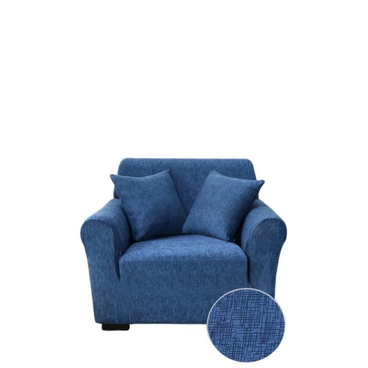 Anyhouz 1 Seater Sofa Cover Plain Blue Style and Protection For Living Room Sofa Chair Elastic Stretchable Slipcover