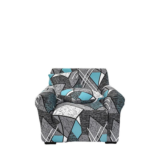 Anyhouz 1 Seater Sofa Cover Dark Grey Geometric Style and Protection For Living Room Sofa Chair Elastic Stretchable Slipcover