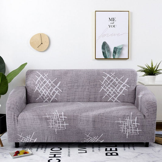 Anyhouz 1 Seater Sofa Cover Solid Light Gray Style and Protection For Living Room Sofa Chair Elastic Stretchable Slipcover
