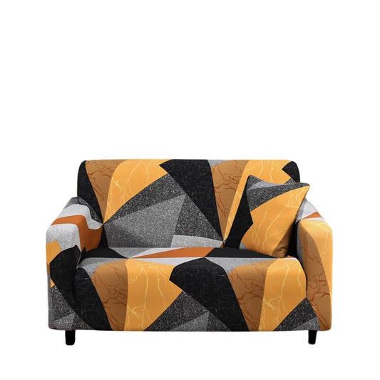 Anyhouz 2 Seater Sofa Cover Golden Yellow Geometric Style and Protection For Living Room Sofa Chair Elastic Stretchable Slipcover