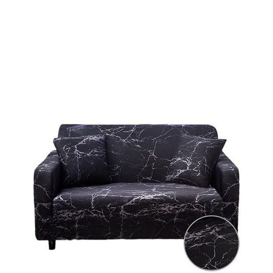 Anyhouz 2 Seater Sofa Cover Marble Black Style and Protection For Living Room Sofa Chair Elastic Stretchable Slipcover