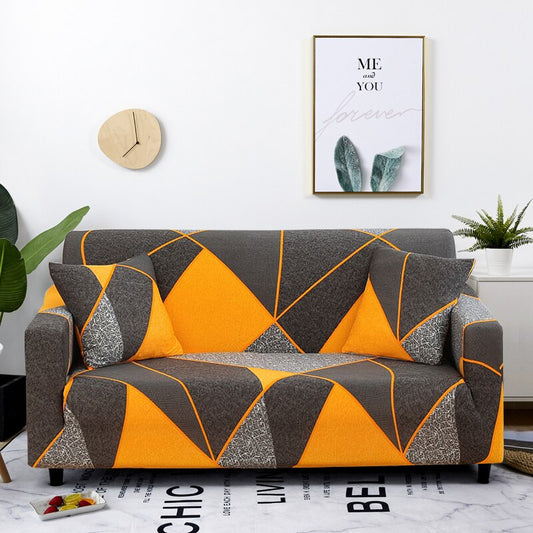 Anyhouz 2 Seater Sofa Cover Marigold Style and Protection For Living Room Sofa Chair Elastic Stretchable Slipcover