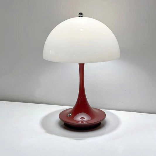 Anyhouz Luxury Lamp Red Body Mushroom Home Decor Wirless Rechargeable Table Accents for Bedroom Hotel Living Room