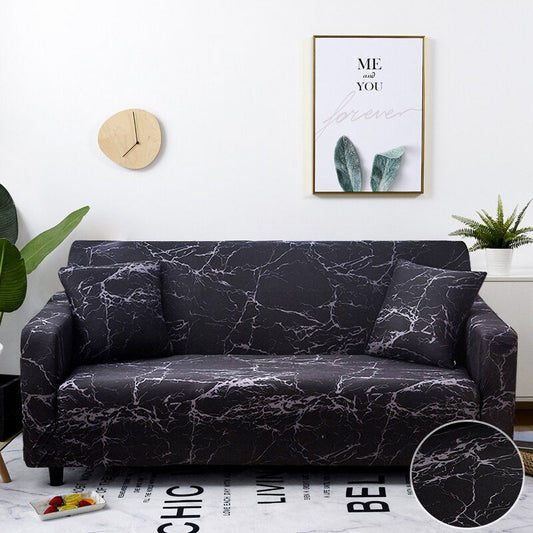 Anyhouz 1 Seater Sofa Cover Marble Black Style and Protection For Living Room Sofa Chair Elastic Stretchable Slipcover