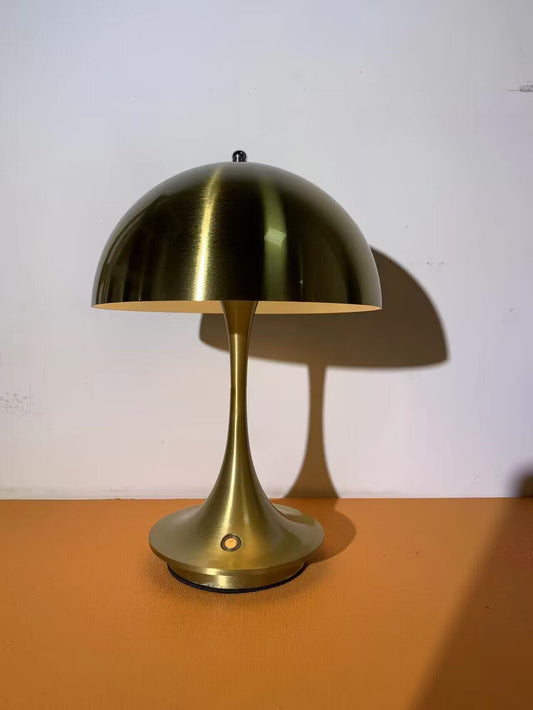 Anyhouz Luxury Lamp Gold Mushroom Home Decor Wirless Rechargeable Table Accents for Bedroom Hotel Living Room