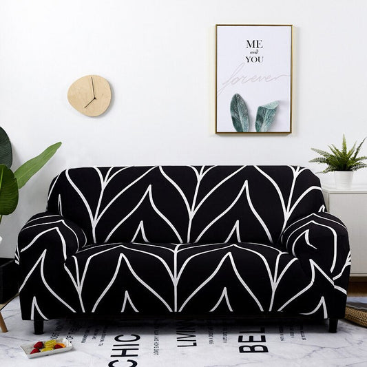 Anyhouz 1 Seater Sofa Cover Black Style and Protection For Living Room Sofa Chair Elastic Stretchable Slipcover
