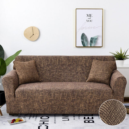 Anyhouz 1 Seater Sofa Cover Plain Brown Style and Protection For Living Room Sofa Chair Elastic Stretchable Slipcover