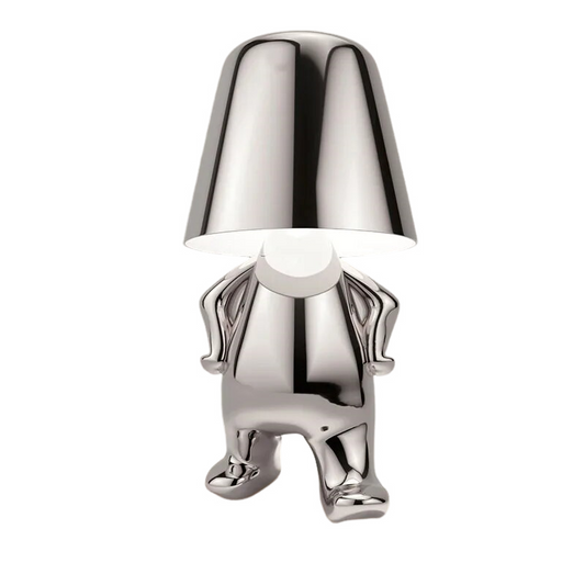 Anyhouz Hotel Lightning Lamp Silver Little Man Standing Position Table Lamps Touch Switch Decoration Led Night Light