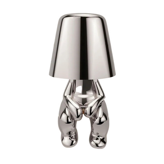 Anyhouz Hotel Lightning Lamp Silver Little Man Sitting Position Table Lamps Touch Switch Decoration Led Night Light