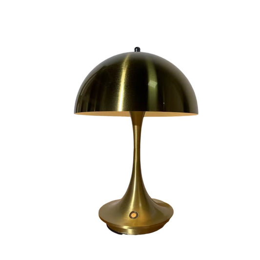 Anyhouz Luxury Lamp Gold Mushroom Home Decor Wirless Rechargeable Table Accents for Bedroom Hotel Living Room