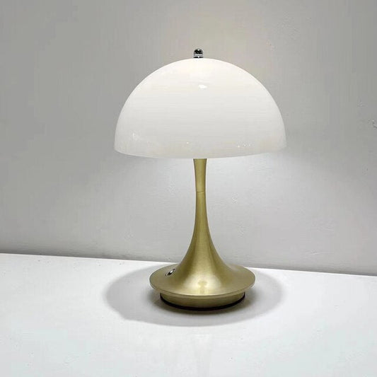 Anyhouz Luxury Lamp Gold Body Mushroom Home Décor Wirless Rechargeable Table Accents for Bedroom Hotel Living Room