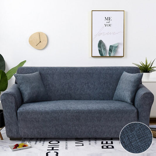 Anyhouz 1 Seater Sofa Cover Navy Blue Style and Protection For Living Room Sofa Chair Elastic Stretchable Slipcover