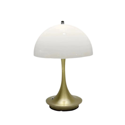 Anyhouz Luxury Lamp Gold Body Mushroom Home Décor Wirless Rechargeable Table Accents for Bedroom Hotel Living Room