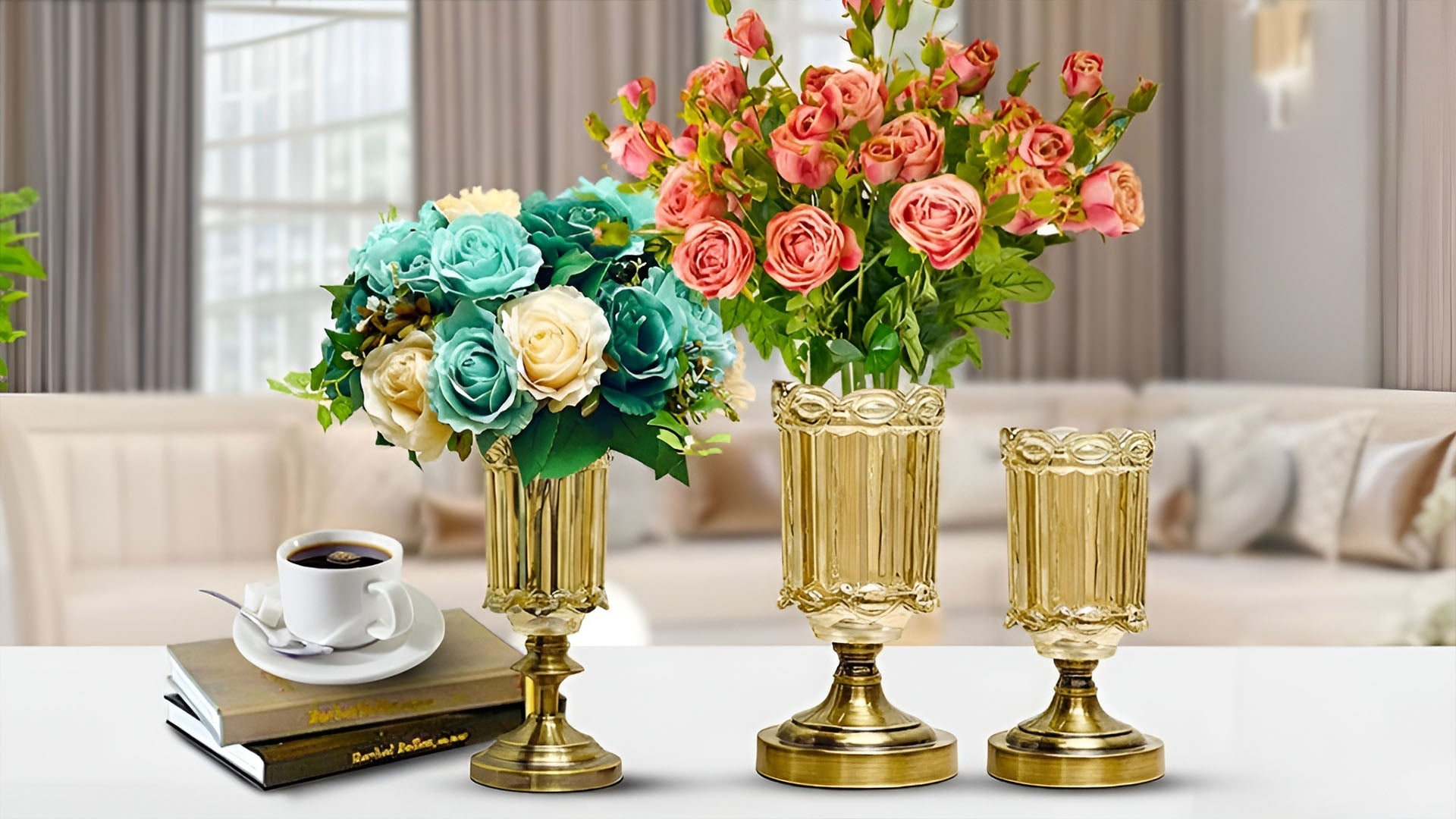 SOGA Vases and Artificial Flowers
