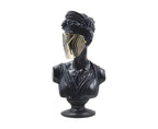 SOGA 40cm Black Resin Bust – Gold Striped Mask Home Sculpture $ 101.00