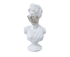 SOGA 40cm White Resin Bust – Gold Striped Mask Sculpture $ 101.00