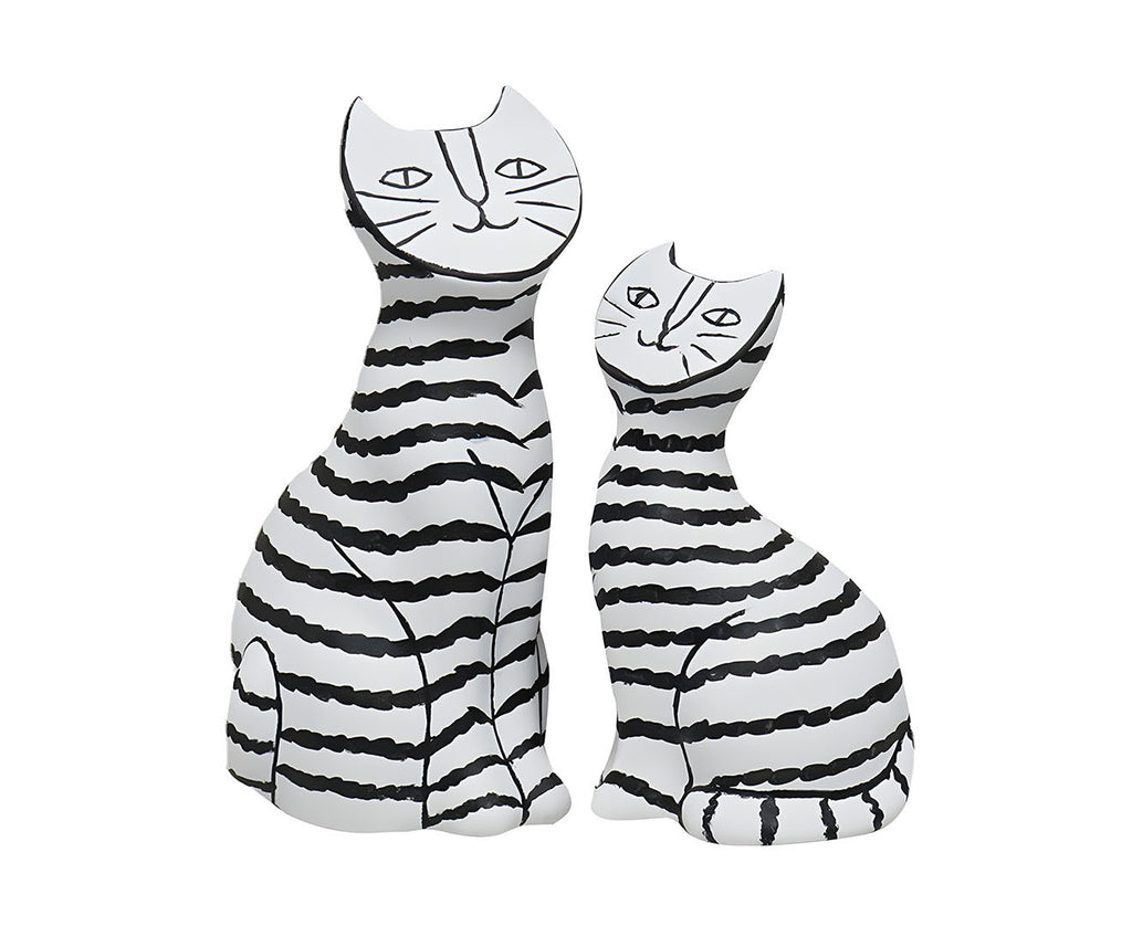 SOGA 22cm and 27cm Black & White Striped Cat Resin Sculptures $ 191.90