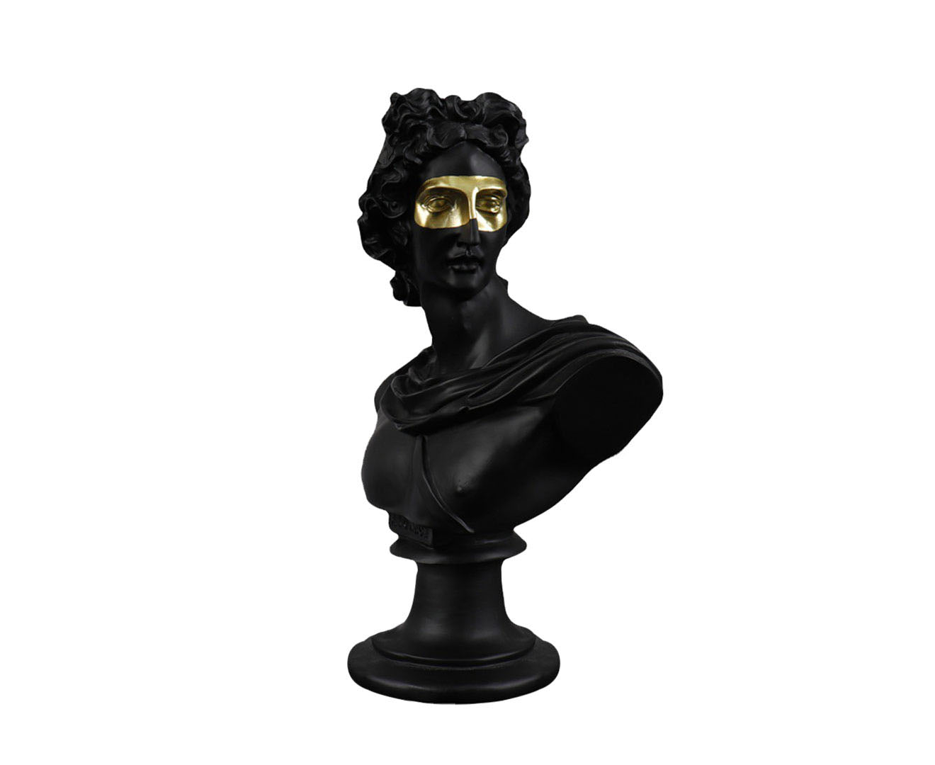 SOGA 40cm Black Classical Bust Resin Sculpture with Gold Eye Mask $ 101.00