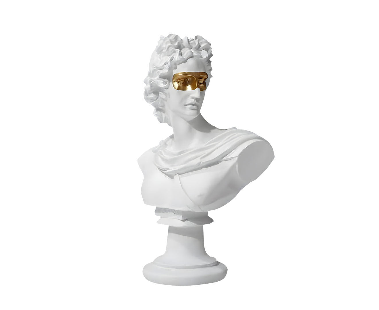 SOGA 40cm White Classical Bust Resin Sculpture with Gold Eye Mask $ 101.00