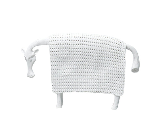 SOGA 24cm White Cow Sculpture with Dotted Pattern in Resin $ 70.90