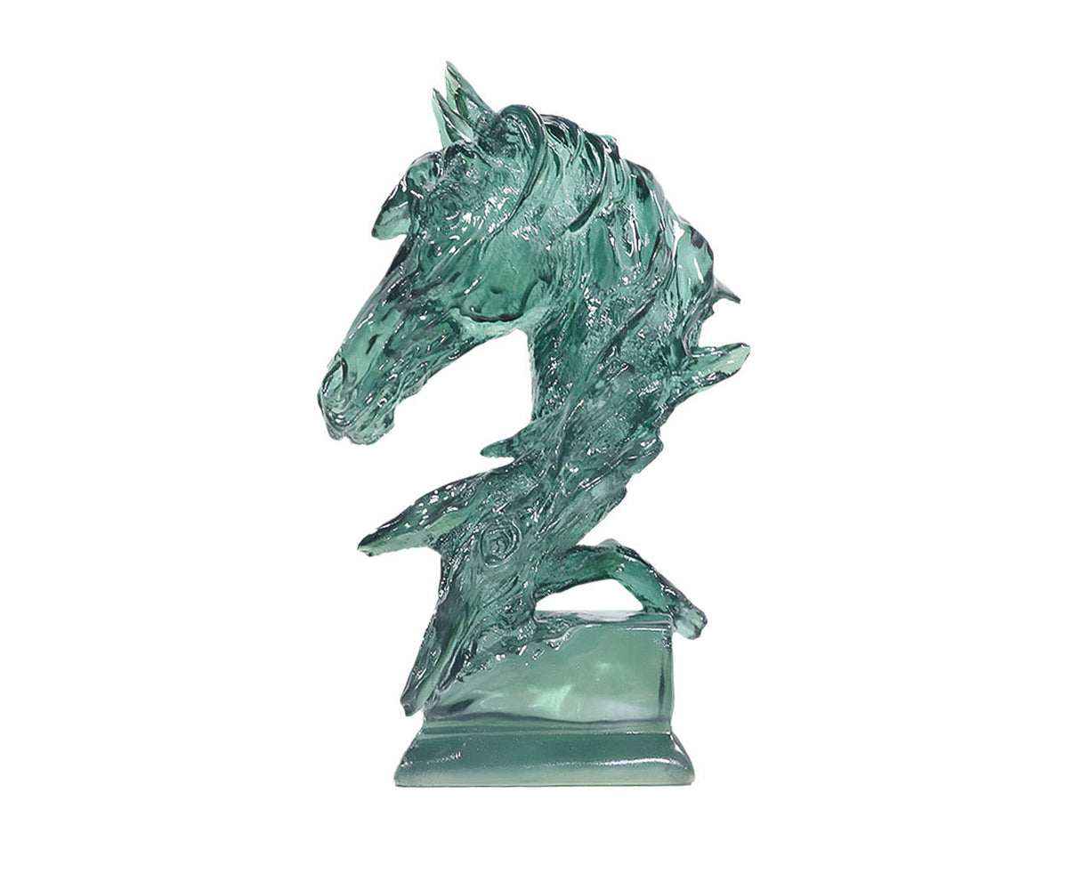 SOGA 37cm Green Horse Head Resin Sculpture Flowing Mane Design $ 202.00