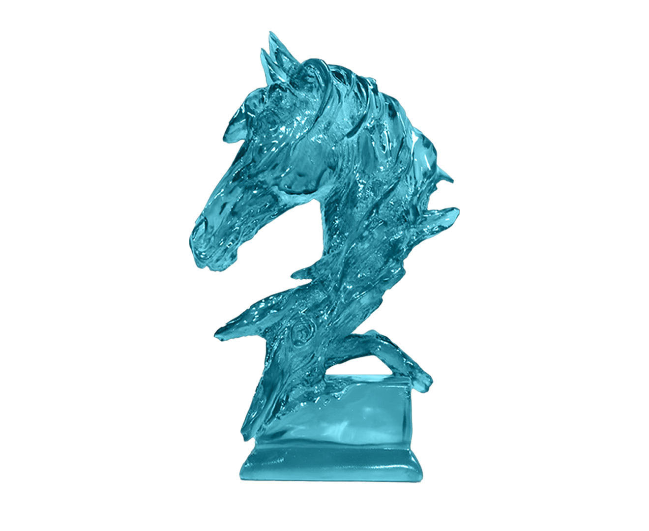 SOGA 37cm Blue Horse Head Resin Sculpture Flowing Mane Design $ 202.00