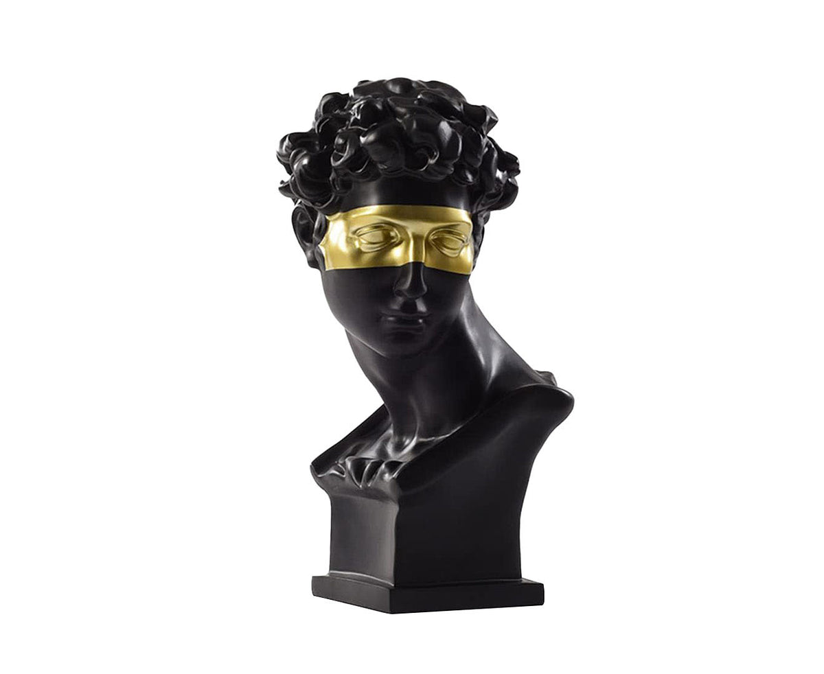 SOGA 56cm Black Resin Bust – Gold Masked Sculpture for Modern Decor $ 141.50