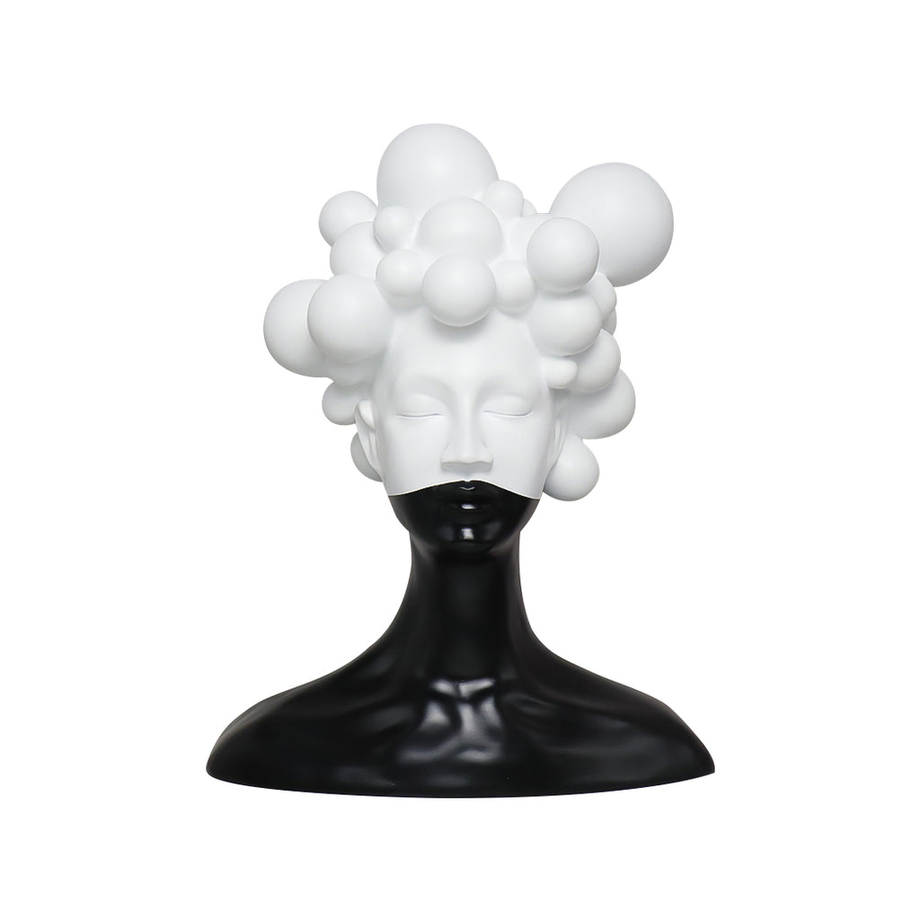 SOGA 30cm Bubble Head Sculpture – Black & White Resin Art for Decor $ 80.90
