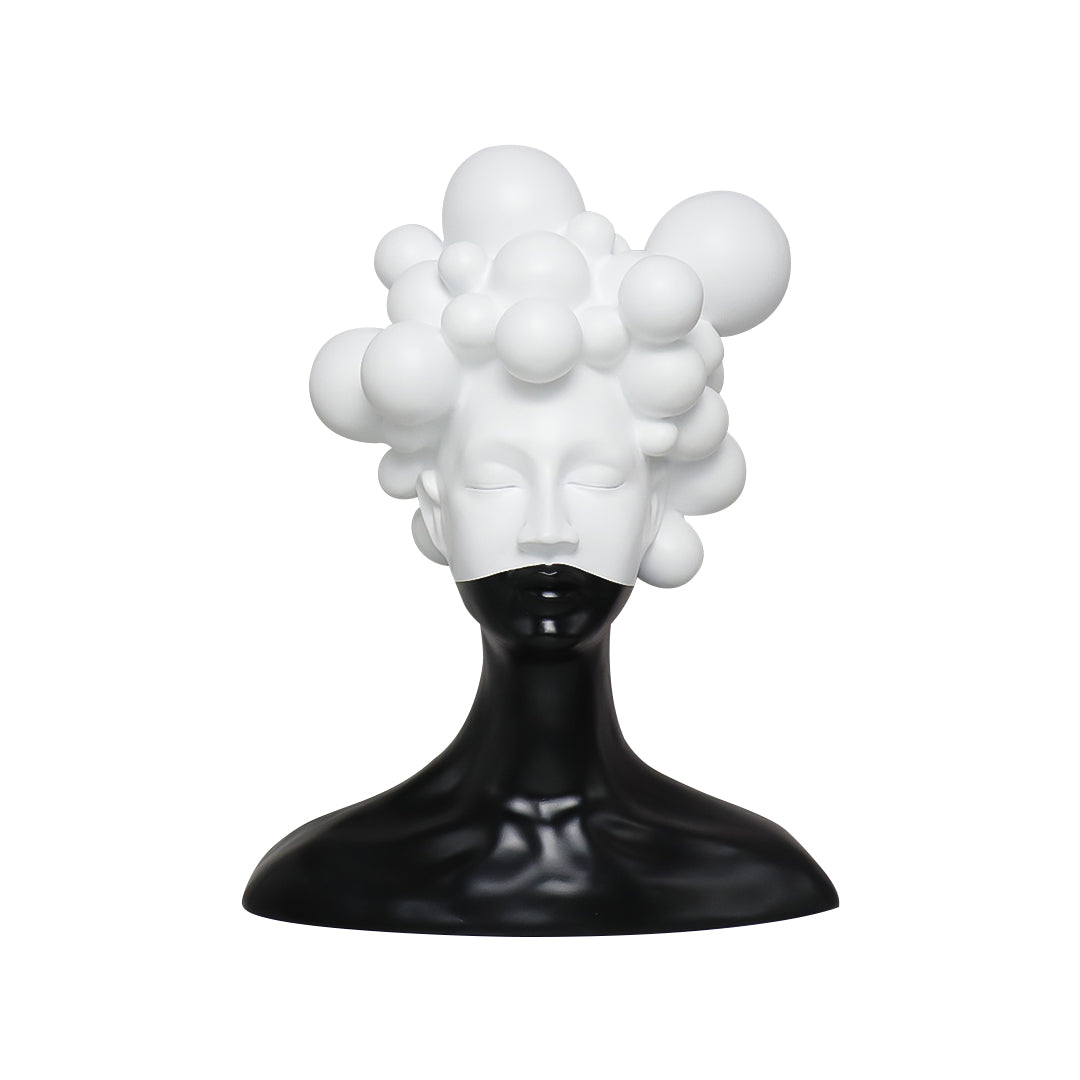 SOGA 30cm Bubble Head Sculpture – Black & White Resin Art for Decor $ 80.90