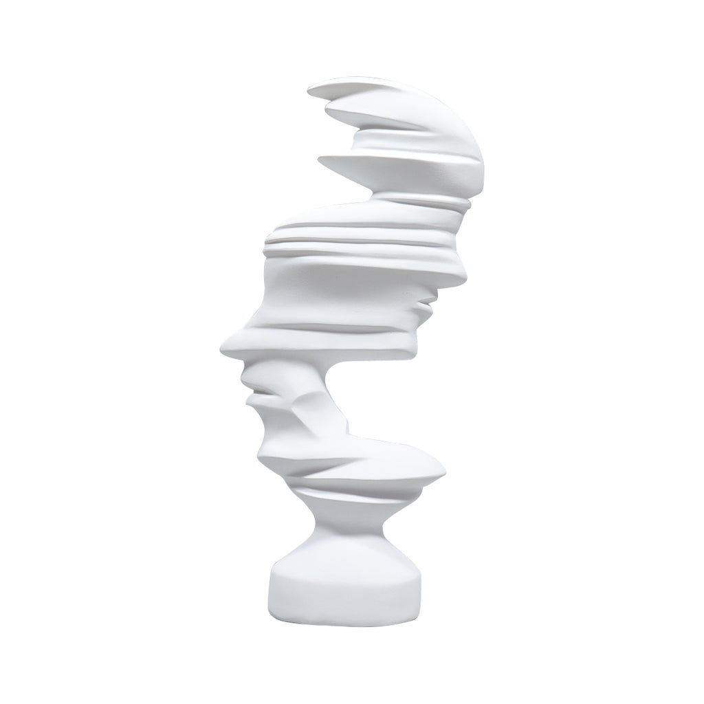 SOGA 44cm White Resin Sculpture – Dual-Face Modern Art for Interiors $ 85.90