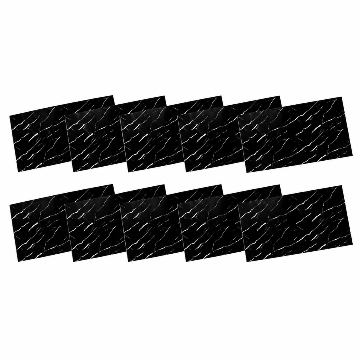 SOGA Peel & Stick Floor and Wall Tiles 30 x 60cm 10 Pack Black Faux Marble